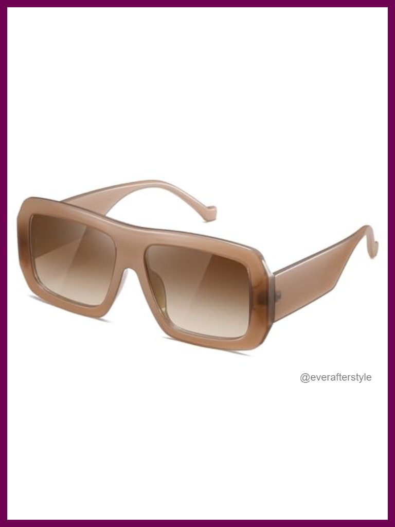 Oversized Square Sunglasses Uv400 Retro Shield Frame Metal Hinges